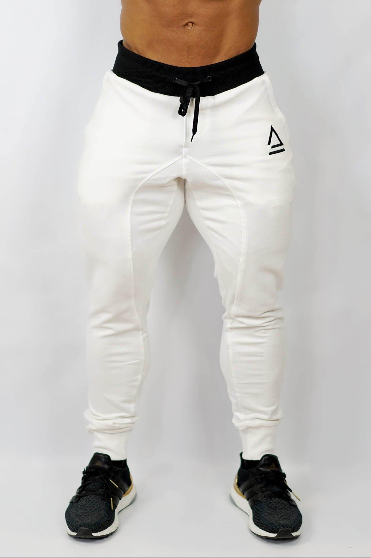 white joggers front